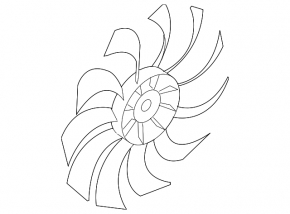 Cooling fan impeller left Nissan Leaf 11-17 6 blades, crack