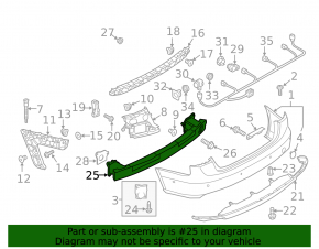 Rear bumper reinforcement Audi A6 C7 12-18
