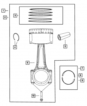 Connecting rod with piston left Dodge Journey 11-19 3.6