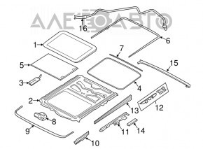 Sunroof assembly BMW 5 F10 11-16 beige oyster curtain, for cleaning