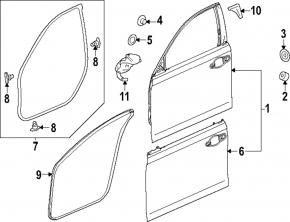 Door bare front left Honda Accord 23-