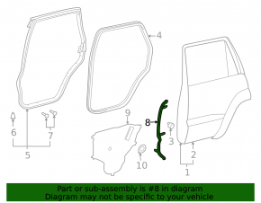 Side door seal, rear right, Lexus LX570 08-21 front