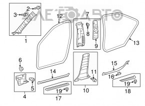 Front right outer door sill plate for Toyota Avalon 13-18 chrome