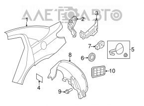 Quarter wing rear left Chrysler 200 4d 11-14