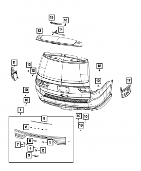 Central lamp Dodge Durango 14-