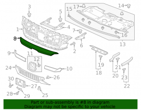 Radiator grille molding center Honda Clarity 18-21 usa chrome