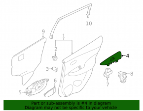 Rear left window lift control trim for Nissan Leaf 11-12