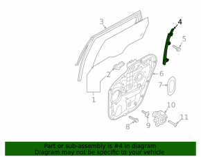 Rear left door glass guide Kia Sorento 16-20