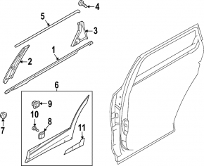 Lower rear right door trim for Kia Sportage 23-26, structure with gray molding, X-Line, X-Pro