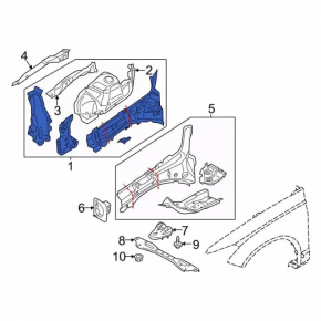 Front quarter right Ford Fusion mk5 13-16 without bracket graphite