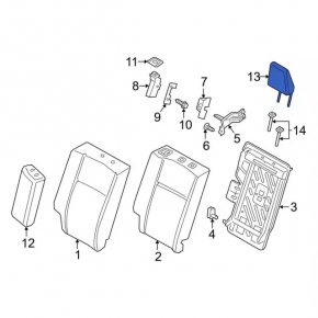 Rear left headrest, 2nd row, Ford Ecosport 18-19, black cloth