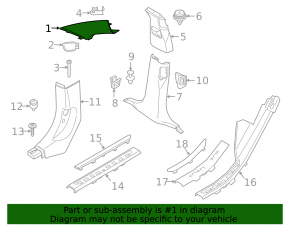 BMW X5 G05 24-26 black front pillar trim, left upper