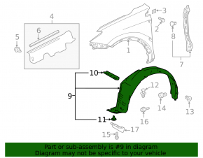 Front right mudguard Toyota Rav4 13-18