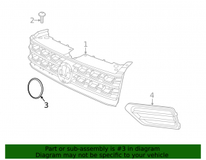 Radiator grill emblem VW Atlas 18-20 prerest under radar