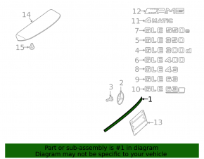 Trunk door molding Mercedes W166 ML/GLE 12-19