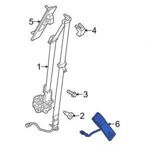 Ford Fiesta 11-19 Driver's Seat Belt Latch Black With Sensor