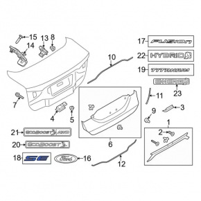 Emblem inscription SE trunk lid Ford Fusion mk5 13-18