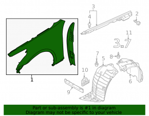 Front right wing Infiniti G25 G35 G37 4d 07-13