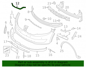 Front bumper molding right Lincoln MKX 16-