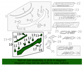 Lower trunk door molding for Mazda CX-5 17-22 for keyless operation