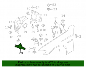 Front left mudguard lower part BMW 5 F10 11-16