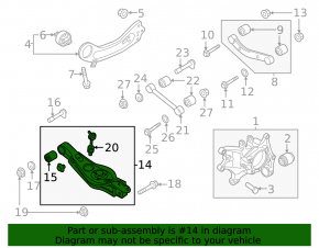 Lower control arm under the rear left spring, Hyundai Palisade 20-25