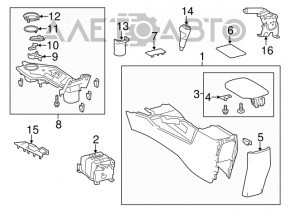 Center console trim with cup holders Toyota Rav4 13-15 black