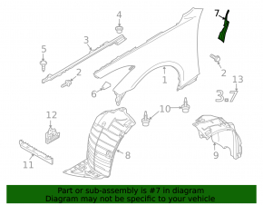 Wing seal door-wing right Infiniti G25 G35 G37 08-14 2d
