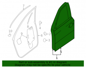 Front left door assembly for Nissan Pathfinder 13-20
