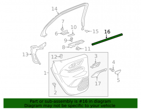 Glass seal inside rear left door GMC Terrain 18-