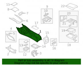 Central console armrest and cup holders Audi A6 C7 12-18 black