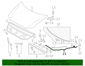 Mitsubishi Outlander Sport ASX 13-16 hood release cable