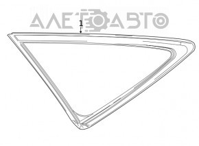 Rear right window blind glass Toyota Venza 21-24 chrome, tinted, broken guides