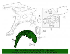 Rear right fender liner for Lexus RX350 RX350h RX450h+ RX500h 23-26