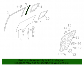 Kia Sportage 17-22 rear left door glass guide, long