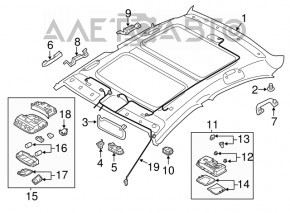 Front right ceiling handle for Hyundai Sonata 11-15 gray