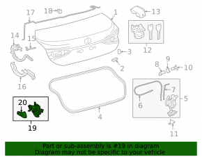 Trunk lid actuator Lexus ES250 ES300h ES350 23-