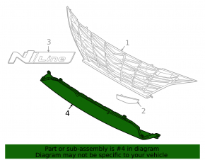 Lower grille of the front bumper Hyundai Elantra 21-23 N Line
