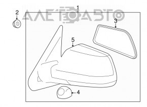 Side mirror right Toyota Sequoia 08-09 3 pins, silver