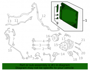Air conditioning radiator condenser Lexus GX470 06-09 without rear climate control
