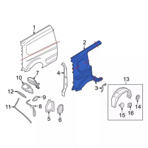 Quarter wing rear right Ford Transit Connect MK2 13-18 long wheelbase