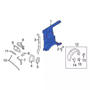 Quarter wing rear right Ford Transit Connect MK2 13-18 long wheelbase
