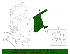 Quarter wing rear right Ford Transit Connect MK2 13-18 long wheelbase