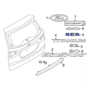 Emblem inscription SES tailgate Ford Ecosport 18-21