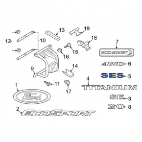 Emblem inscription SES tailgate Ford Ecosport 18-21