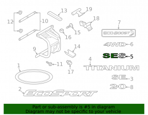 Emblem inscription SES tailgate Ford Ecosport 18-21