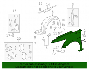 Front left fender Honda Crosstour 10-15