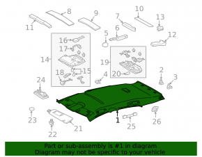 Lexus RX350 RX450h 10-12 headliner without sunroof beige