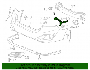 Rear bumper mount right outer Honda Clarity 18-21 usa, broken
