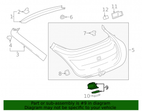 Inner Trunk Door Handle Chevrolet Volt 16-